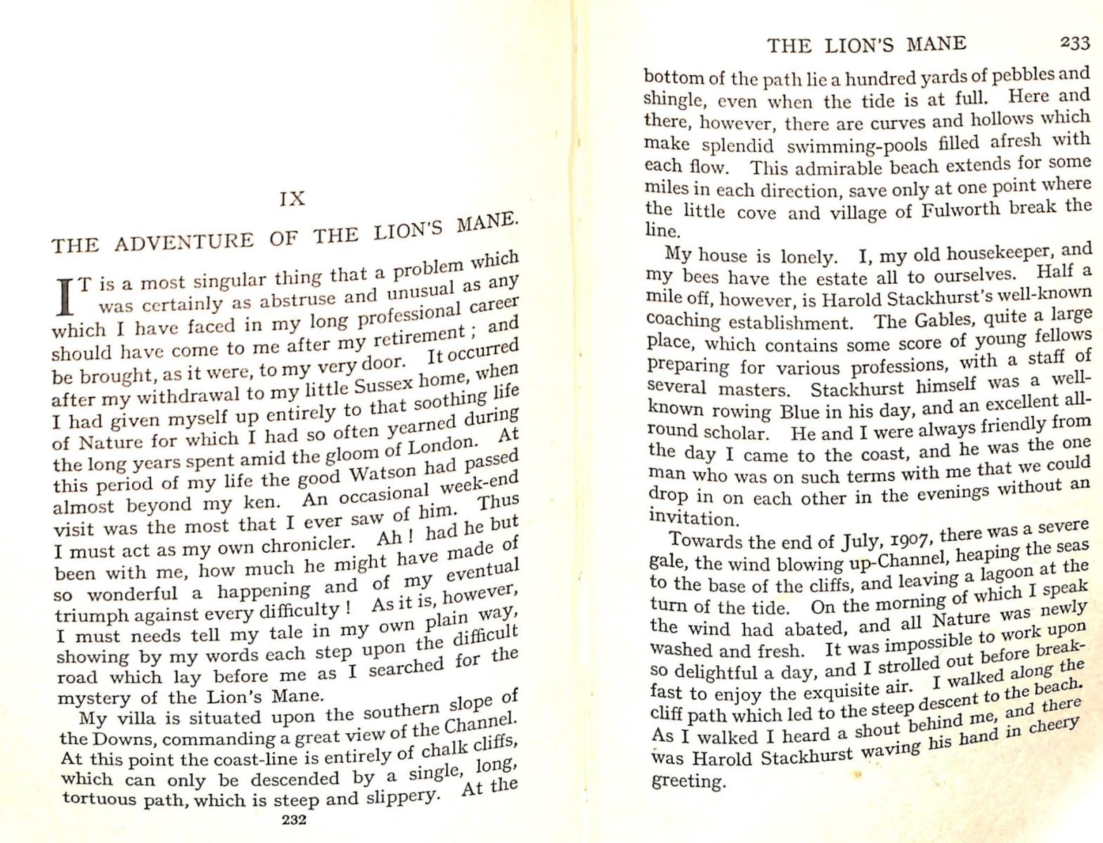 Opening pages of the story "The adventure of the Lion's Mane"